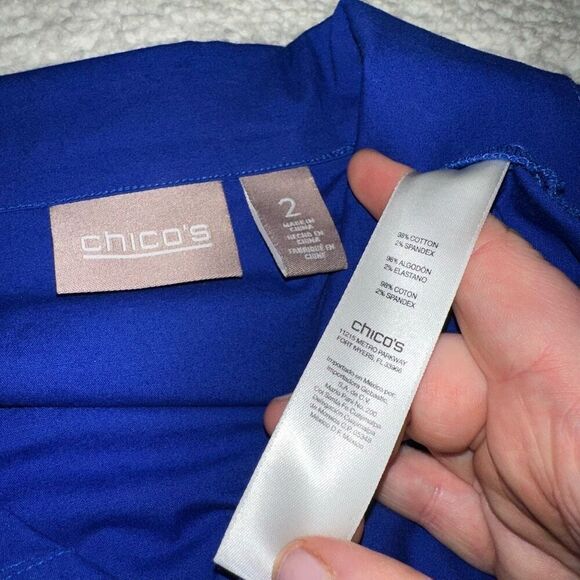 Chicos Women’s Royal Blue Lightweight Cinched Waist Jacket Size 2 (Large) - Picture 6 of 11